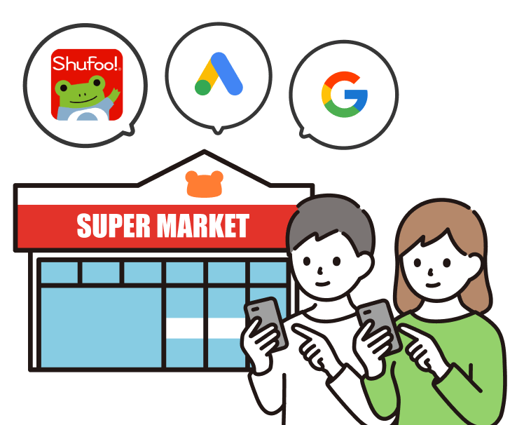 Shufoo!があるので店舗集客に強い ネットからリアル店舗へ送客 Shufoo!＋Web広告で店舗集客を最大化 デジタルを活用した効果の高い集客